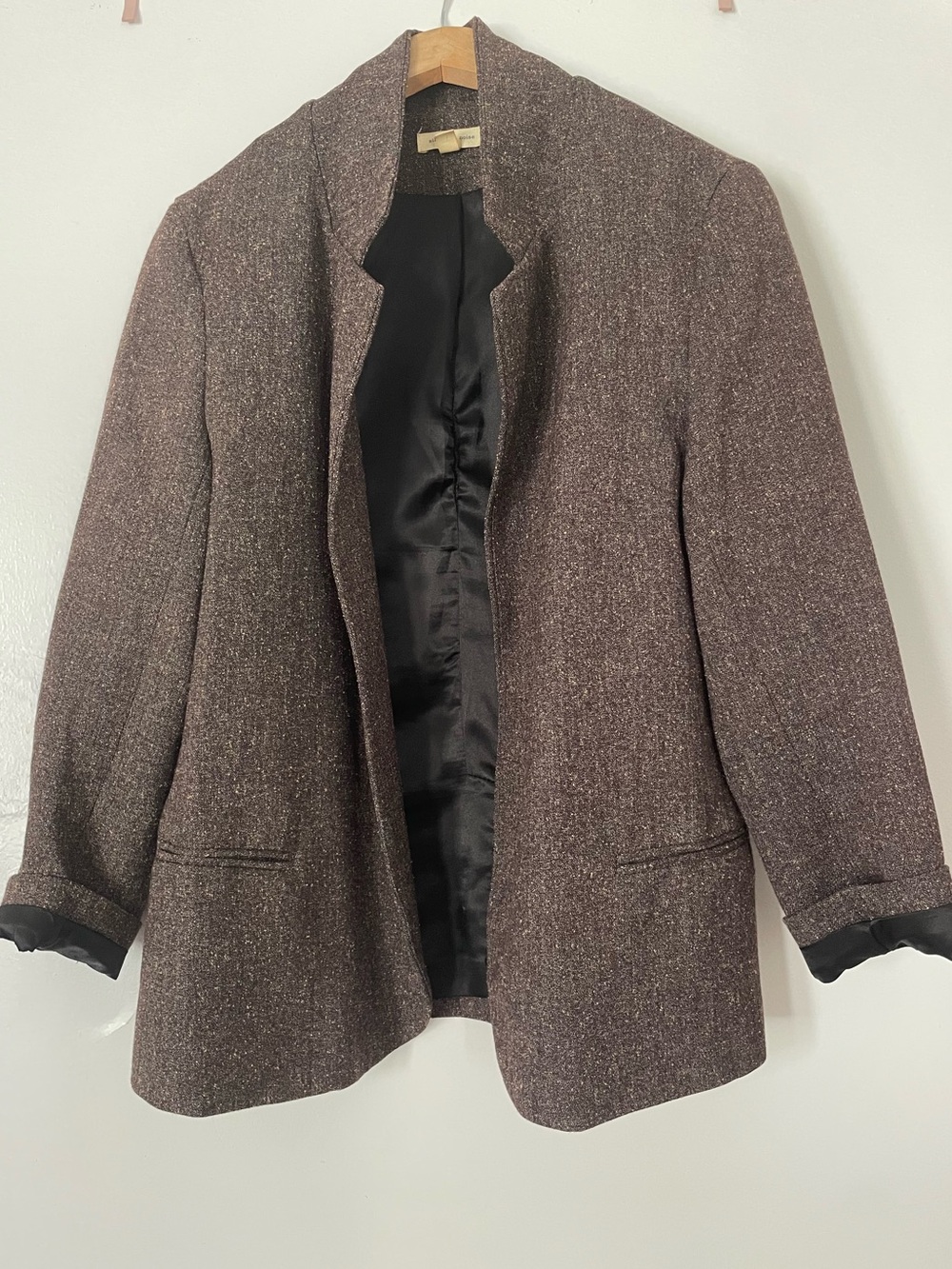 silence + noise Brown Tweed Open-Front Blazer